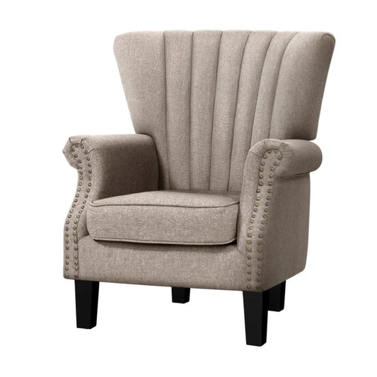 Artiss Armchair Wingback Beige Andrew - Mekamart Australia