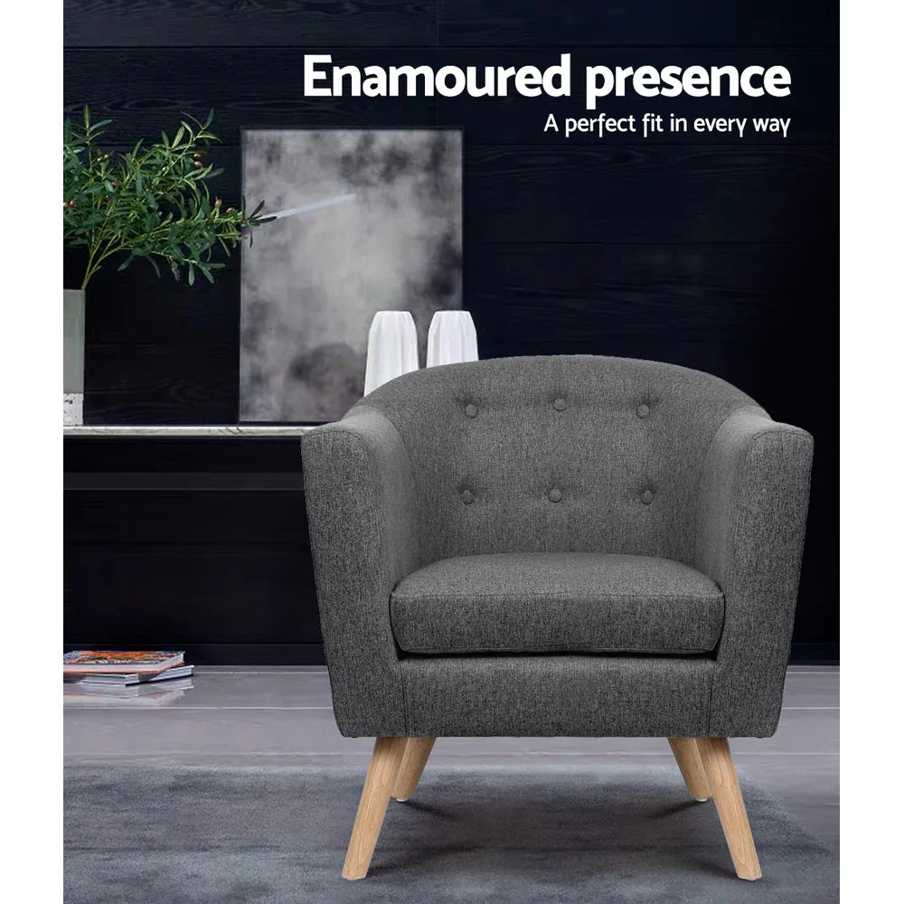 Artiss Armchair Tub Chair Grey Adora - Mekamart Australia