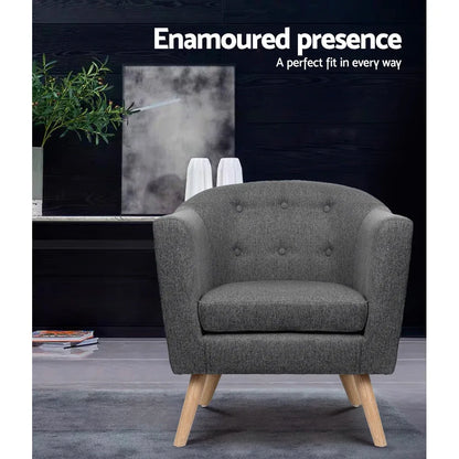 Artiss Armchair Tub Chair Grey Adora - Mekamart Australia