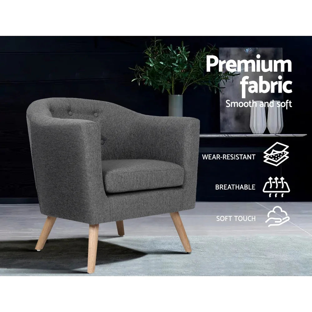 Artiss Armchair Tub Chair Grey Adora - Mekamart Australia