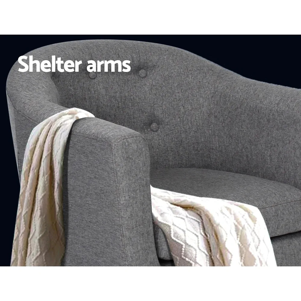 Artiss Armchair Tub Chair Grey Adora - Mekamart Australia