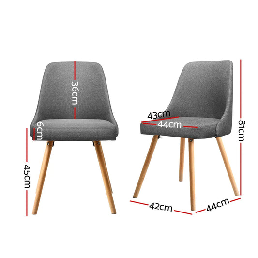 Artiss Dining Chairs Set of 2 Fabric Wooden Grey - Mekamart Australia