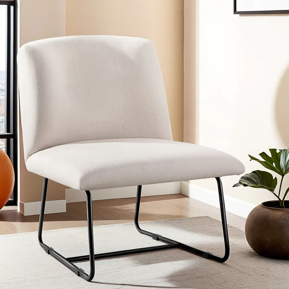 Artiss Accent Chair Armchair Cross Leg Beige - Mekamart Australia