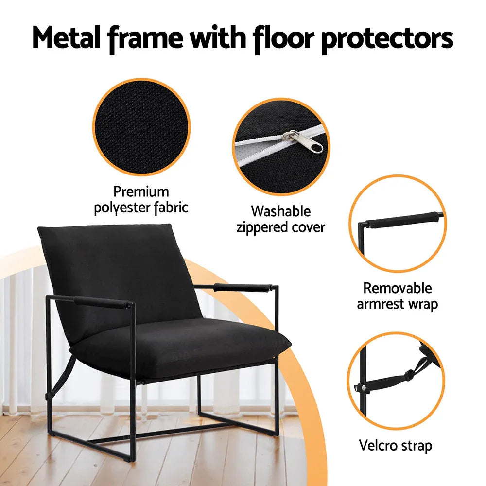 Artiss Armchair Lounge Chair Sling Black - Mekamart Australia