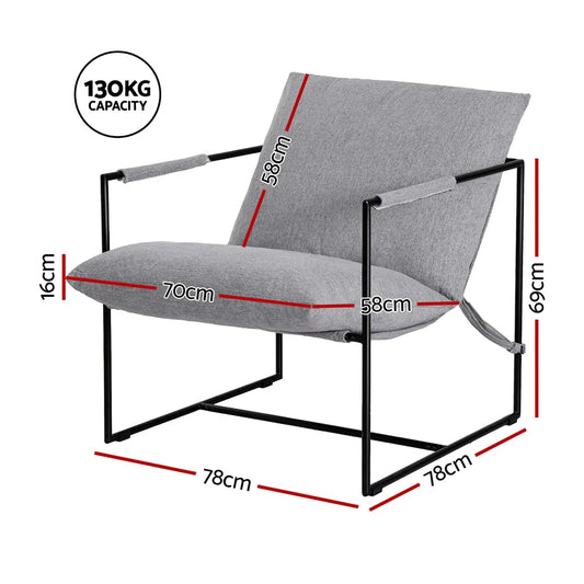 Artiss Armchair Lounge Chair Sling Grey - Mekamart Australia