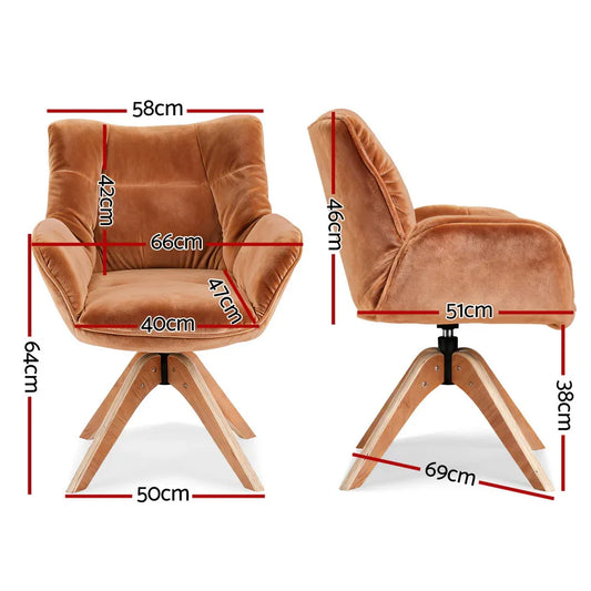 Artiss Swivel Chair Armchair Nursing Velvet Brown - Mekamart Australia