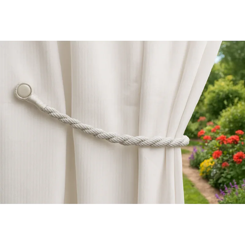 Magnetic weaved rope tieback Beige - Mekamart Australia
