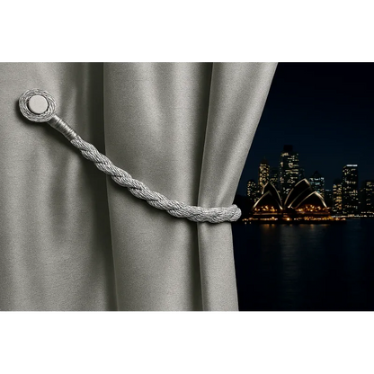 Magnetic weaved rope tieback Silver - Mekamart Australia