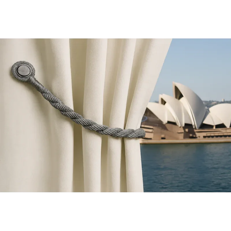 Magnetic weaved rope tieback Grey - Mekamart Australia