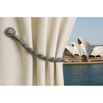 Magnetic weaved rope tieback Grey - Mekamart Australia