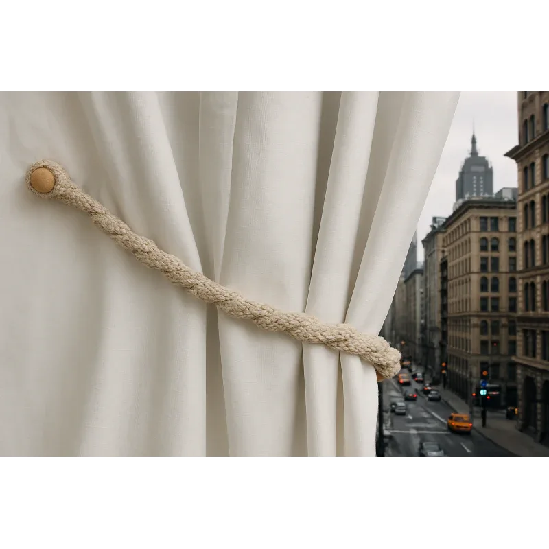 Magnetic weaved rope tieback Linen - Mekamart Australia