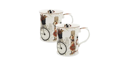Cat Couple Mugs – Set of 2 (415ml) | Fine Bone China with Embossed Detailing & Gift Packaging - Mekamart Australia