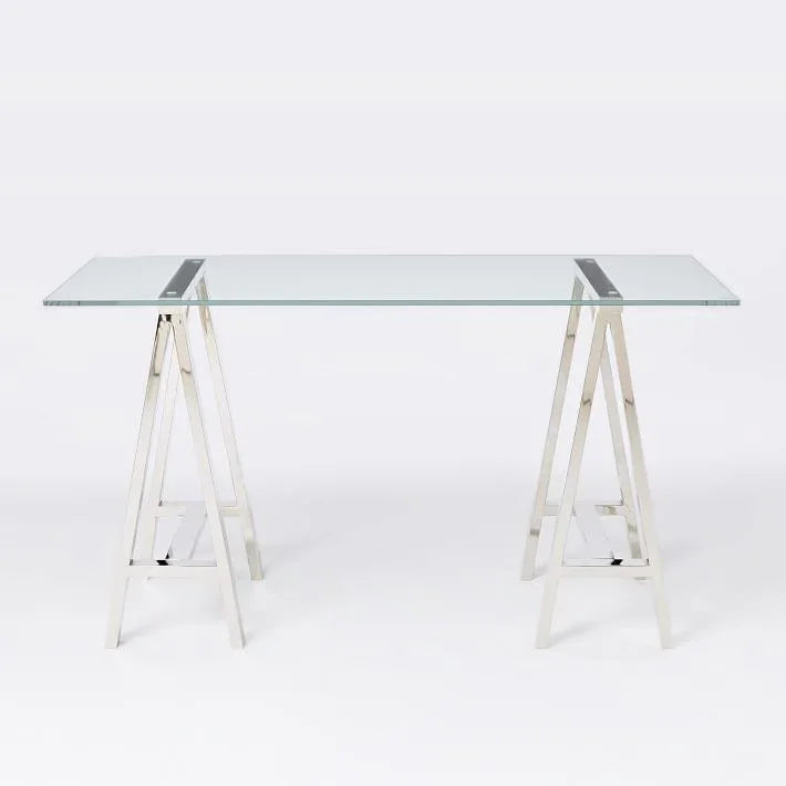 Stainless Steel & Glass Venus Office Desk Table - Mekamart Australia