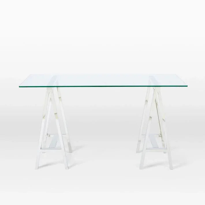 Stainless Steel & Glass Venus Office Desk Table - Mekamart Australia
