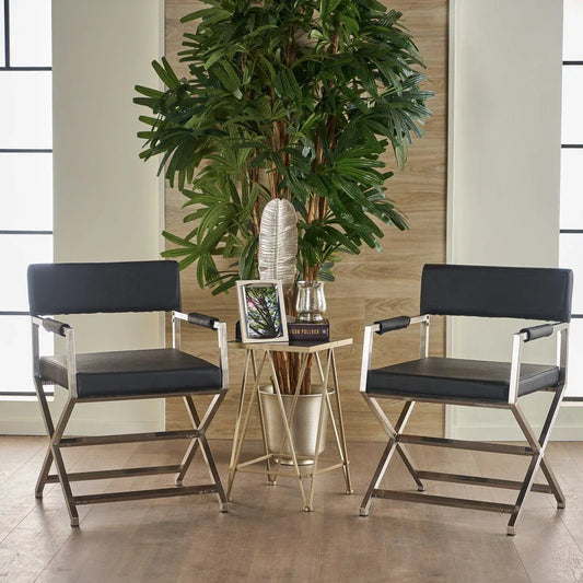 Rocklin Steel & Bonded Leather Director chair Armchair in Black - Mekamart Australia