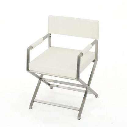 Rocklin Steel & Bonded Leather Director chair Armchair in White - Mekamart Australia