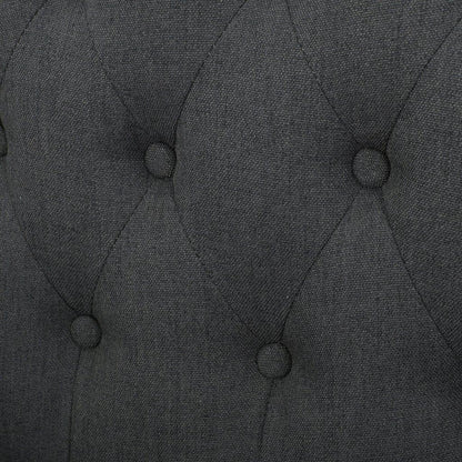 Canberra Linen Fabric Tufted Armchair in Dark Grey - Mekamart Australia