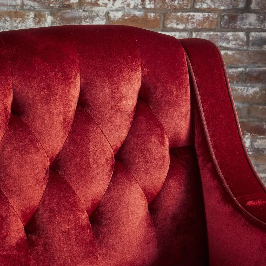 Lara Two Tone Tufted Garnet New Velvet Club Armchair - Mekamart Australia