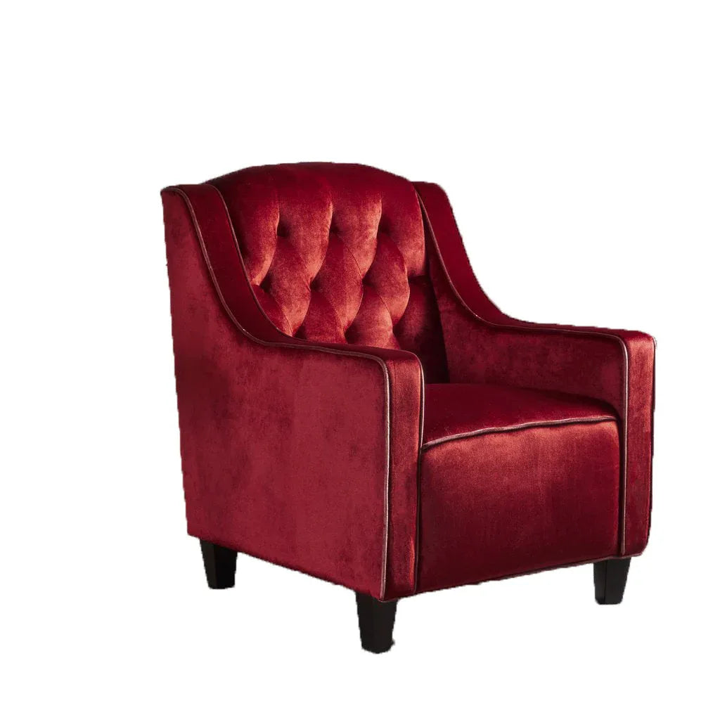 Lara Two Tone Tufted Garnet New Velvet Club Armchair - Mekamart Australia