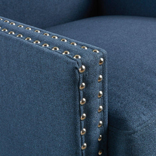 Cecilia Classic Studded Dark Blue Wingback Club Armchair - Mekamart Australia