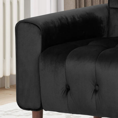 Lewisham Black Tufted Velvet Armchair - Mekamart Australia