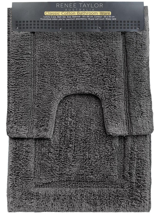 2 Piece 2200 GSM Tufted Nickel Bath Mat Set by Renee Taylor - Mekamart Australia