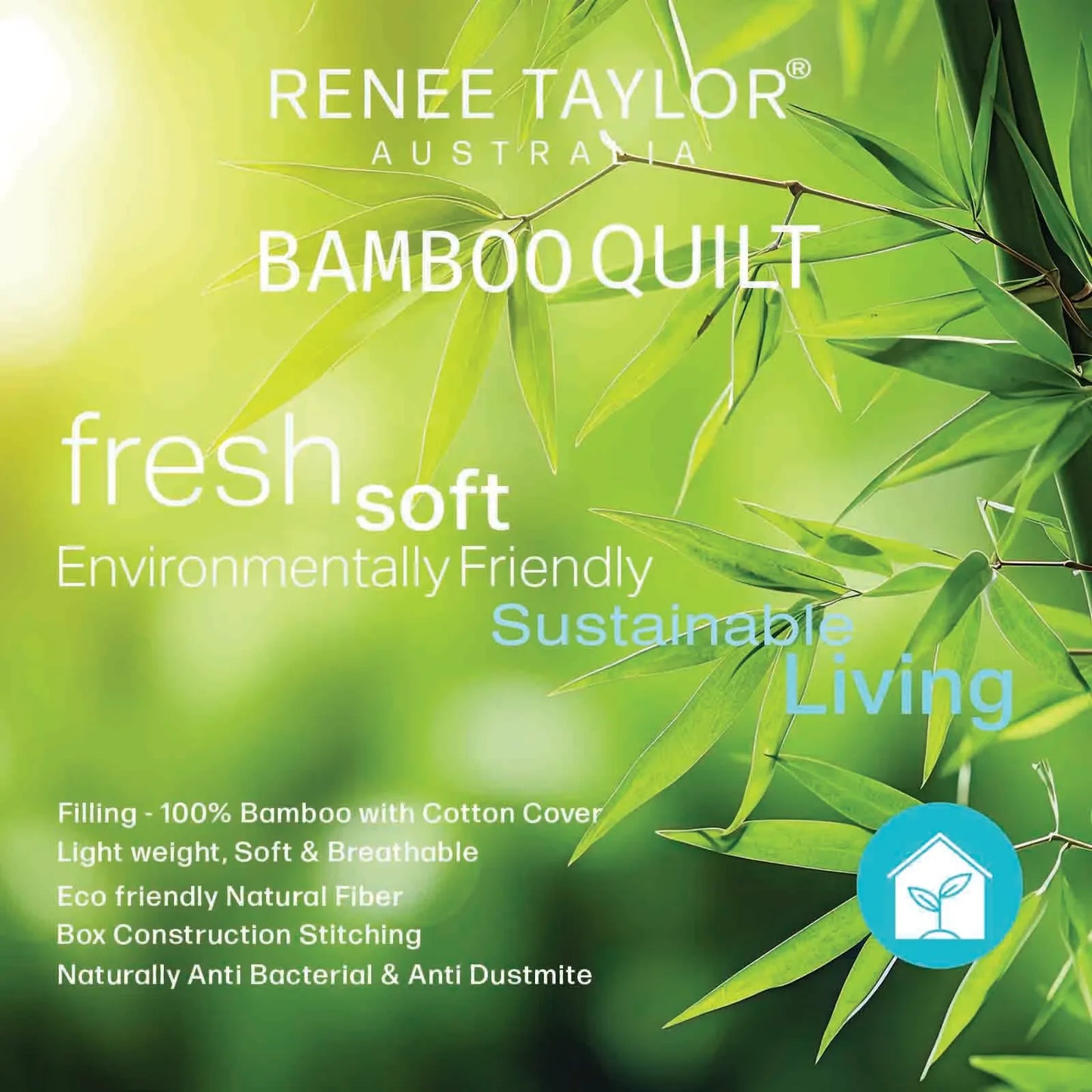 400 GSM All Seasons Natural Bamboo Single Quilt by Renee Taylor - Mekamart Australia