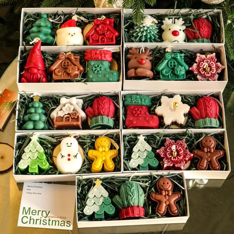 3PCS Christmas Scented Candle Gift Set - Elk, Tree, Gingerbread Man, Glove Shaped for Women, Xmas Home Decor, Party, Bedroom, Table Decorations - Mekamart Australia