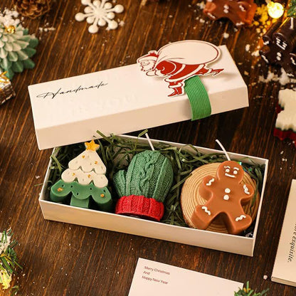 3PCS Christmas Scented Candle Gift Set - Elk, Tree, Gingerbread Man, Glove Shaped for Women, Xmas Home Decor, Party, Bedroom, Table Decorations - Mekamart Australia