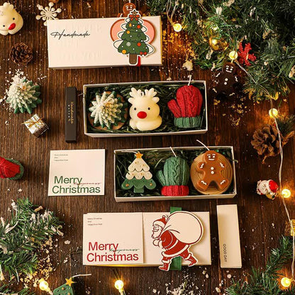 3PCS Christmas Scented Candle Gift Set - Elk, Tree, Gingerbread Man, Glove Shaped for Women, Xmas Home Decor, Party, Bedroom, Table Decorations - Mekamart Australia
