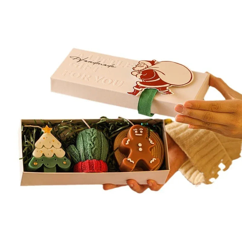 3PCS Christmas Scented Candle Gift Set - Elk, Tree, Gingerbread Man, Glove Shaped for Women, Xmas Home Decor, Party, Bedroom, Table Decorations - Mekamart Australia