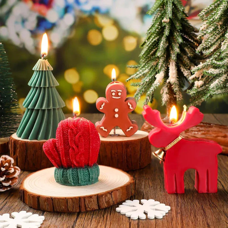 3PCS Christmas Scented Candle Gift Set - Elk, Tree, Gingerbread Man, Glove Shaped for Women, Xmas Home Decor, Party, Bedroom, Table Decorations - Mekamart Australia