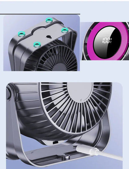 Desk Fan, Small Quiet LED Display Portable Table Fans, 180°Tilt, 100 Speeds, 5 Modes, Rechargeable 4000mAh Battery Operated USB Fan For Office, Bedroom, Outdoor(Black)Christmas Gifts - Mekamart Australia