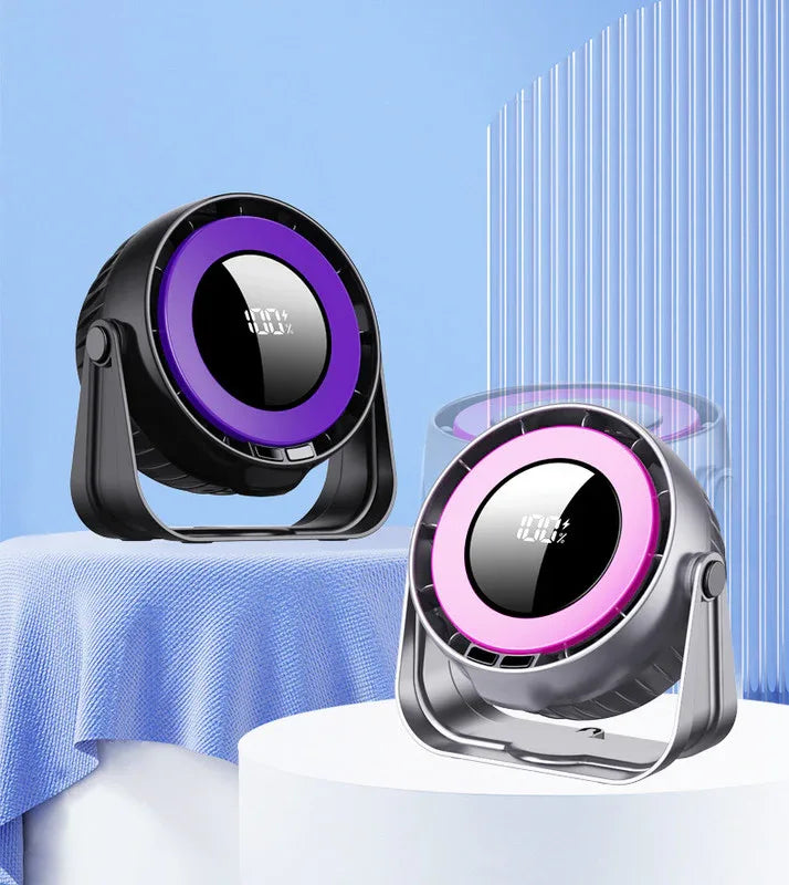 Desk Fan, Small Quiet LED Display Portable Table Fans, 180°Tilt, 100 Speeds, 5 Modes, Rechargeable 4000mAh Battery Operated USB Fan For Office, Bedroom, Outdoor(gray)Christmas Gifts - Mekamart Australia