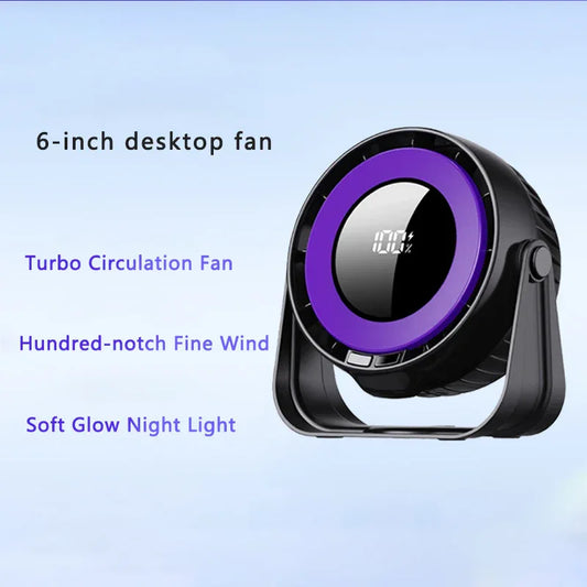 Desk Fan, Small Quiet LED Display Portable Table Fans, 180°Tilt, 100 Speeds, 5 Modes, Rechargeable 4000mAh Battery Operated USB Fan For Office, Bedroom, Outdoor(gray)Christmas Gifts - Mekamart Australia