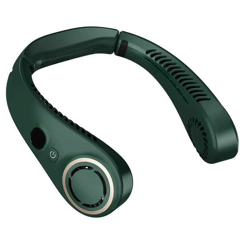 Portable Neck Fan Upgraded, Neckbrace Personal Hands Free, 5 Speed Gears Adjustment, 2000 mAh Wearable Bladeless Quiet Rechargeable for Outdoor Indoor, Gifts for Women Men- Green Christmas Gifts - Mekamart Australia