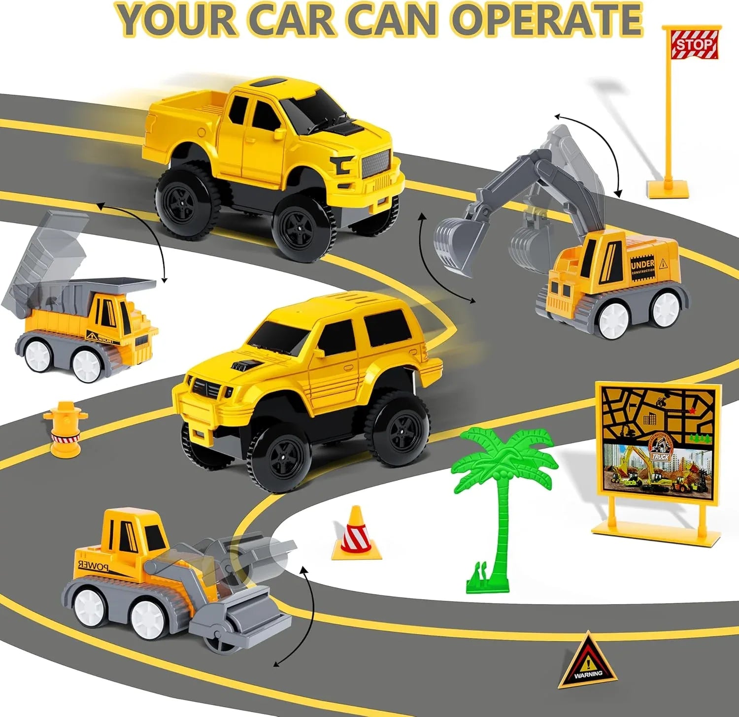 343 track-building sets, track-course - STEM learning toys, construction vehicles (concrete mixers, dump trucks), Track-birthday/Christmas gifts for boys - Developing motor skills and creativity - Compatible with the major - Mekamart Australia
