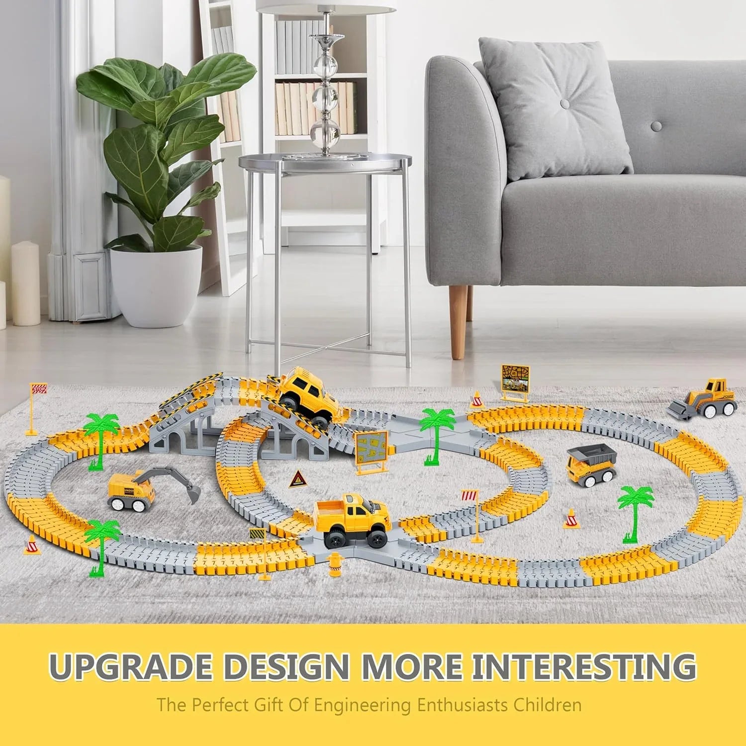 343 track-building sets, track-course - STEM learning toys, construction vehicles (concrete mixers, dump trucks), Track-birthday/Christmas gifts for boys - Developing motor skills and creativity - Compatible with the major - Mekamart Australia