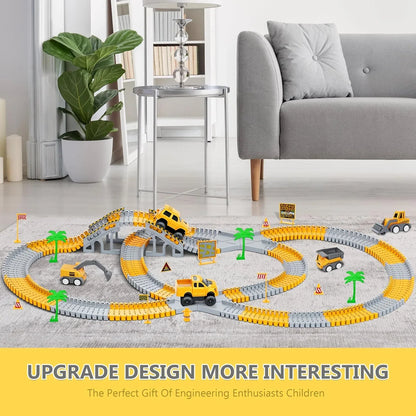 343 track-building sets, track-course - STEM learning toys, construction vehicles (concrete mixers, dump trucks), Track-birthday/Christmas gifts for boys - Developing motor skills and creativity - Compatible with the major - Mekamart Australia