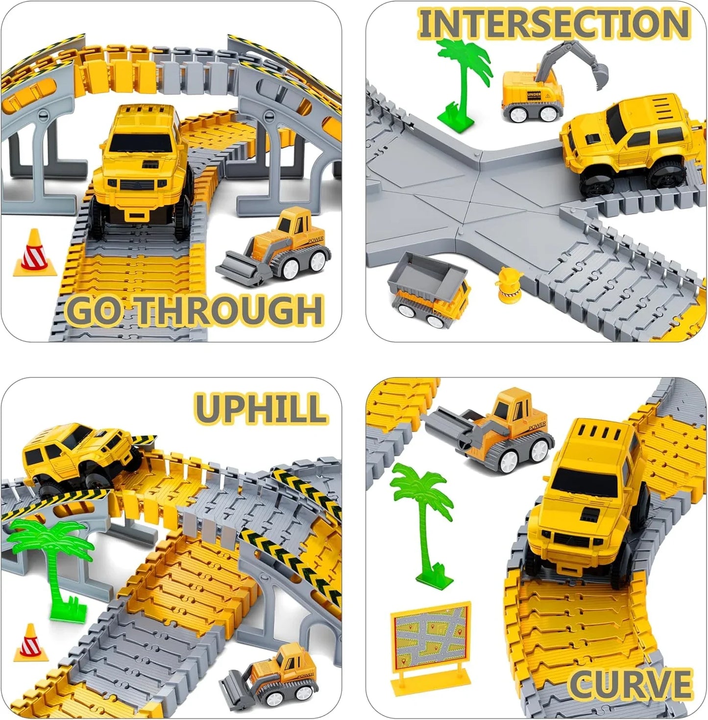 343 track-building sets, track-course - STEM learning toys, construction vehicles (concrete mixers, dump trucks), Track-birthday/Christmas gifts for boys - Developing motor skills and creativity - Compatible with the major - Mekamart Australia