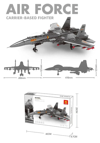 Christmas gift J-15 Carrier-Based Fighter Jet Building Blocks Set, 272 Pieces Military Aircraft Model Kit for Kids Aged 6+ & Enthusiasts（J15 carrier aircraft） - Mekamart Australia