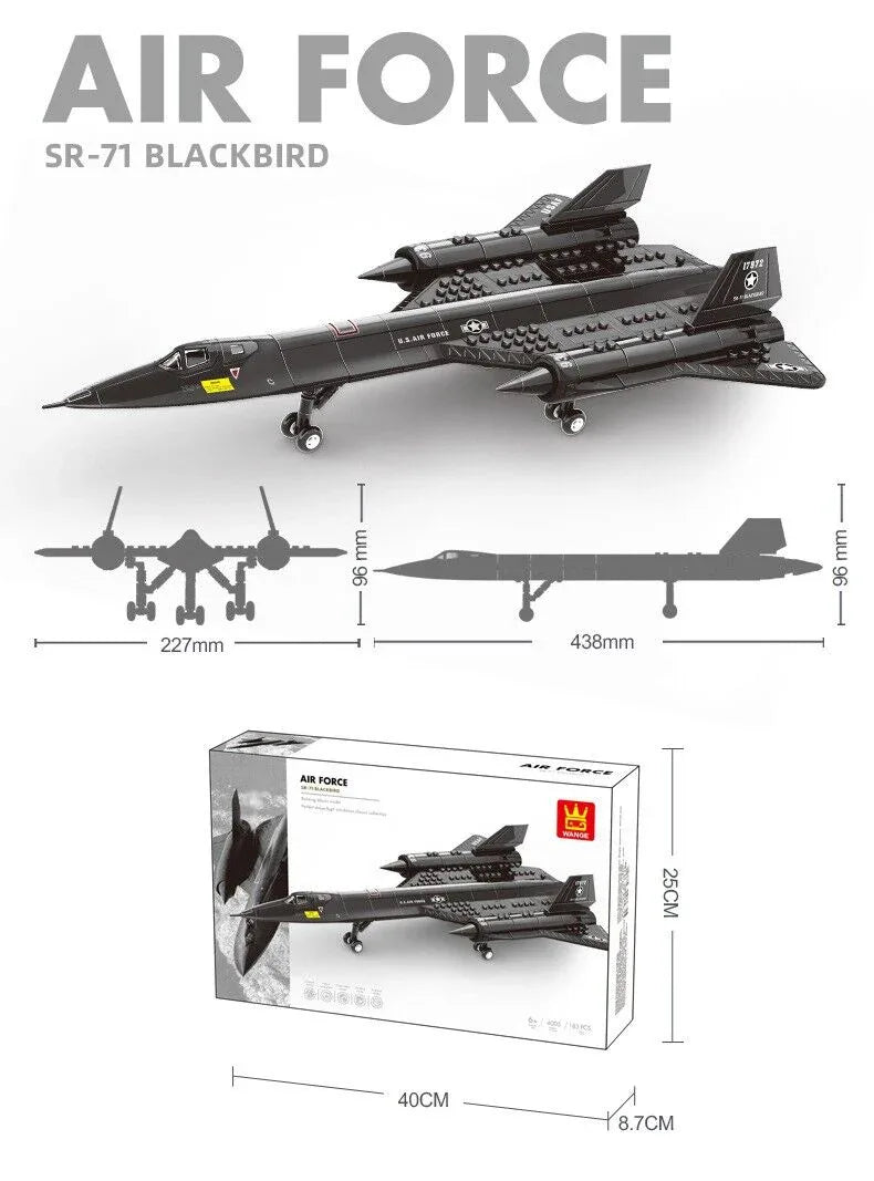 Christmas gift SR-71 Blackbird Reconnaissance Aircraft Building Blocks Set, 183 Pieces Military Model Kit for Kids Aged 6+ & Enthusiasts（SQ71 reconnaissance plane） - Mekamart Australia