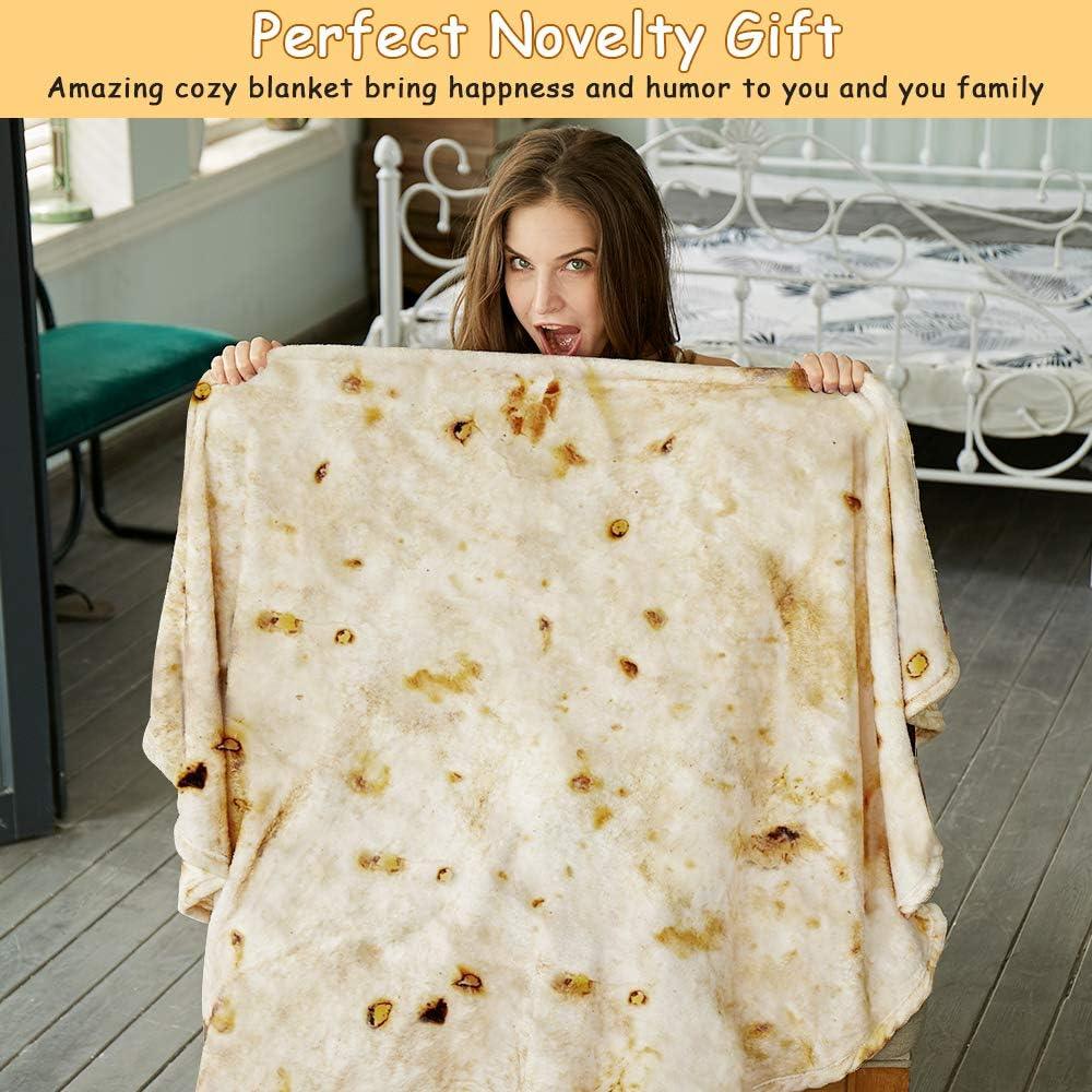 Burritos Tortilla Throw Blanket（Beige）, Novelty Funny Round Blanket for Adults & Kids, Soft Flannel Tortilla Wrap Blanket（36",Baby） - Mekamart Australia