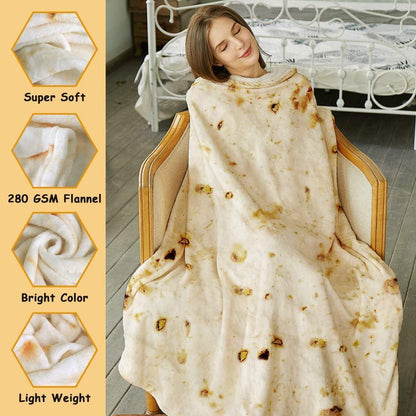 Burritos Tortilla Throw Blanket（Beige）, Novelty Funny Round Blanket for Adults & Kids, Soft Flannel Tortilla Wrap Blanket（36",Baby） - Mekamart Australia