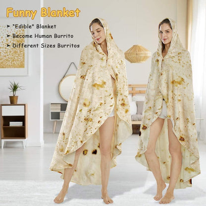 Burritos Tortilla Throw Blanket（Beige）, Novelty Funny Round Blanket for Adults & Kids, Soft Flannel Tortilla Wrap Blanket（36",Baby） - Mekamart Australia