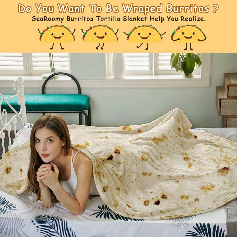 Burritos Tortilla Throw Blanket（Beige）, Novelty Funny Round Blanket for Adults & Kids, Soft Flannel Tortilla Wrap Blanket（36",Baby） - Mekamart Australia