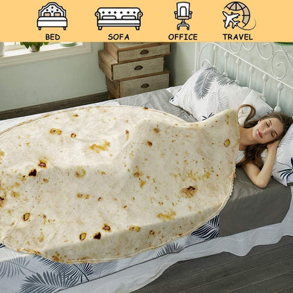 Burritos Tortilla Throw Blanket（Beige）, Novelty Funny Round Blanket for Adults & Kids, Soft Flannel Tortilla Wrap Blanket（36",Baby） - Mekamart Australia
