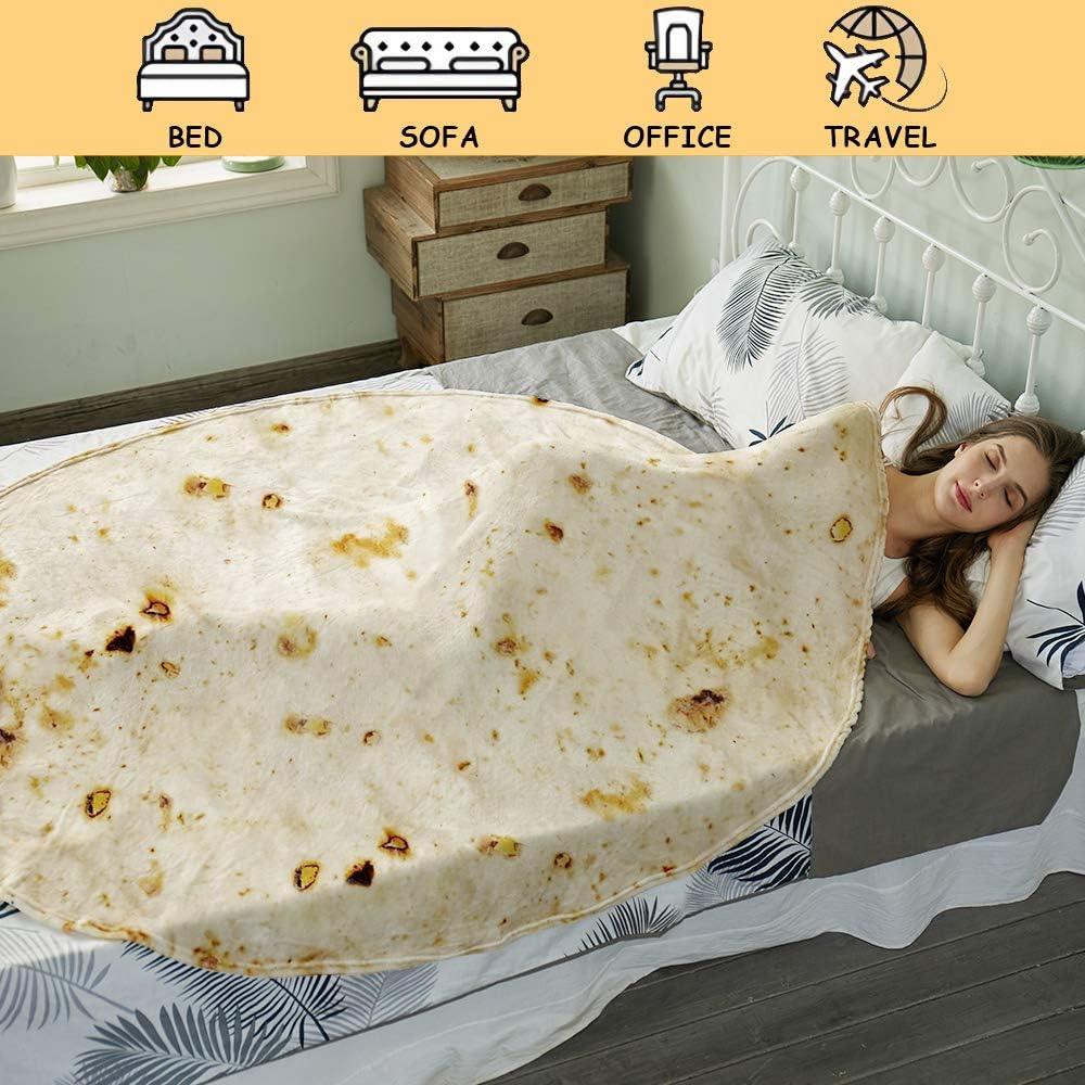 Burritos Tortilla Throw Blanket(Beige), Novelty Funny Round Blanket for Adults & Kids, Soft Flannel Tortilla Wrap Blanket（47",Baby） - Mekamart Australia