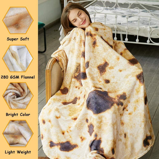 Burritos Tortilla Throw Blanket (Brown), Novelty Funny Round Blanket for Kids & Adults, Soft Flannel Tortilla Wrap Blanket（36",Baby） - Mekamart Australia
