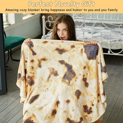 Burritos Tortilla Throw Blanket (Brown), Novelty Funny Round Blanket for Kids & Adults, Soft Flannel Tortilla Wrap Blanket（36",Baby） - Mekamart Australia